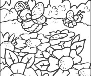 Coloriage Abeilles dans la for&ecirc;t