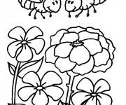 Coloriage Abeilles dans le jardin