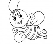 Coloriage Abeilles mignonne en vol