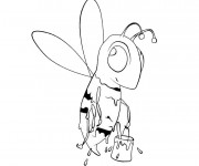 Coloriage Abeilles portant le seau de Miel