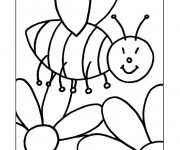 Coloriage Abeilles sur les Fleurs