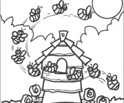 Coloriage Ruche d'Abeilles