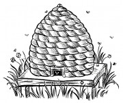 Coloriage Ruche d'Abeilles au crayon