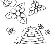 Coloriage Ruche d'Abeilles couleur