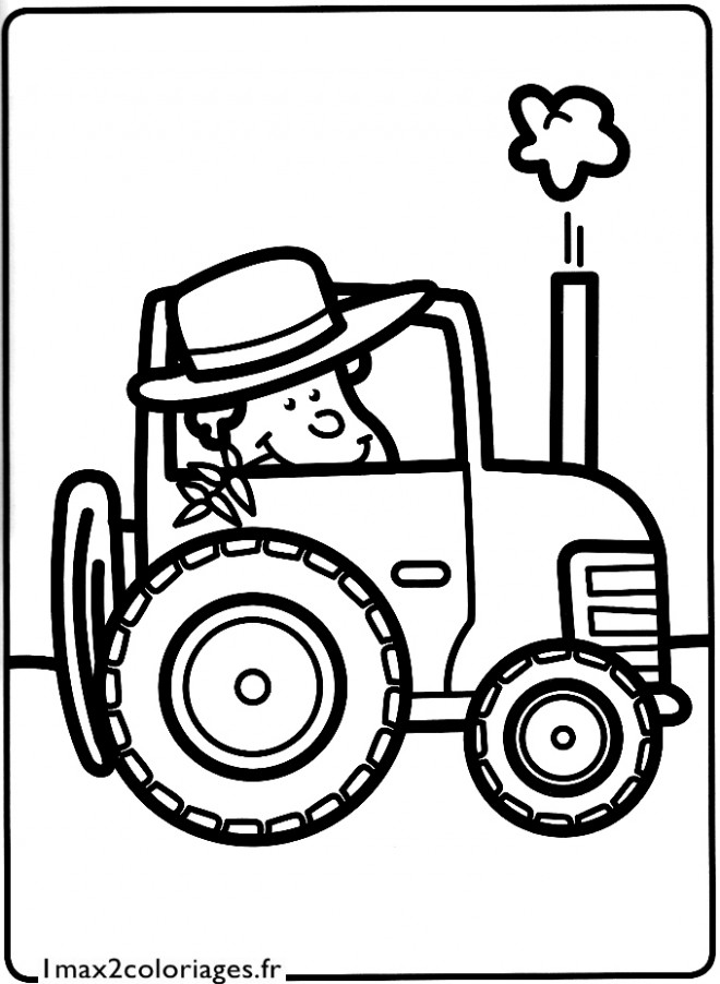 Coloriage et dessins gratuits Agriculteur dans le Tracteur à imprimer