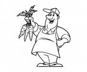 Coloriage Agriculteur et Carotte