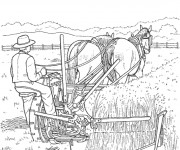 Coloriage Agriculteur qui r&eacute;colte