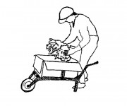 Coloriage Agriculteur qui travaille