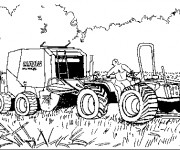 Coloriage Paysage Ensileuse dans le Champs