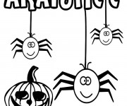 Coloriage Araign&eacute;e et Cirtouille de Halloween