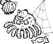 Coloriage Araign&eacute;e et Mouche
