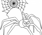Coloriage Araign&eacute;e souriante et Toile