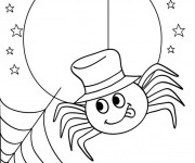 Coloriage Araign&eacute;e sous La Lune