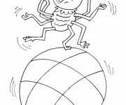 Coloriage Araign&eacute;e sur le ballon