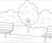 Coloriage Arbre isol&eacute; dans un parc