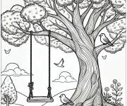 Coloriage balan&ccedil;oire sur l'arbre r&eacute;aliste