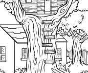 Coloriage Cabane dans le gros arbre