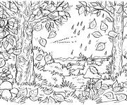 Coloriage Le vent souffle sur les arbres