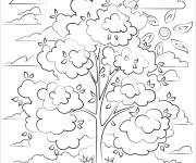 Coloriage Paysage d'arbre r&eacute;aliste