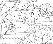 Coloriage Paysage de la foret dans la nature