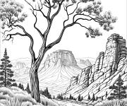 Coloriage Paysage du Far West, aux &Eacute;tats-Unis