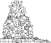 Coloriage Sapin de Noel dans la maison r&eacute;aliste