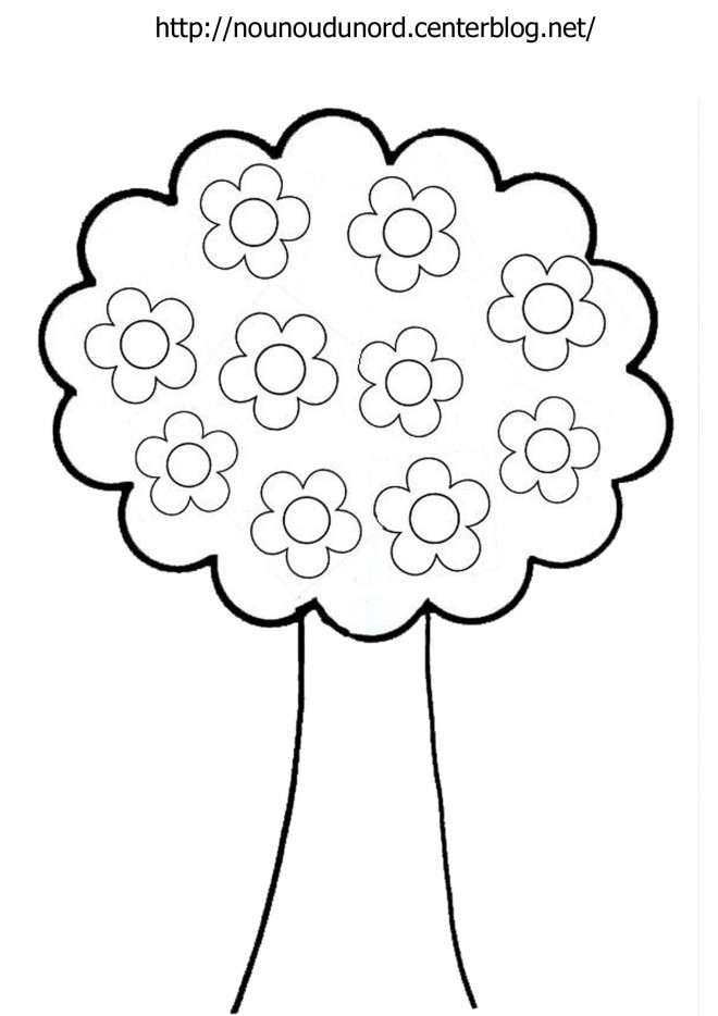 Coloriage Arbre Avec Fleurs Dessin Gratuit à Imprimer
