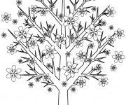 Coloriage Arbres d&eacute;cor&eacute; par les fleurs