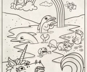 Coloriage et dessins gratuit Arc-en-ciel et Licorne en ligne à imprimer