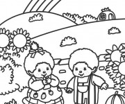 Coloriage Paysage Arc-en-ciel