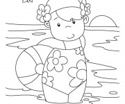 Coloriage Petite fille dans la Plage