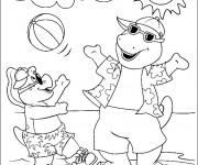 Coloriage Vacanciers jouent au Ballon de Plage