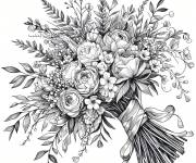 Coloriage Bouquet de belles fleurs réaliste