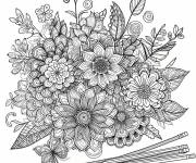 Coloriage Bouquet de fleurs avec des crayons pour les colorier