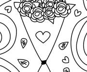 Coloriage Bouquet de fleurs avec un coeur