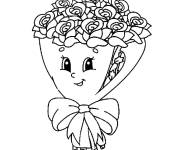 Coloriage Bouquet de fleurs avec un visage