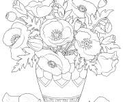 Coloriage Bouquet De Fleurs avec vase