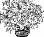 Coloriage Bouquet De Fleurs dans un vase gratuit