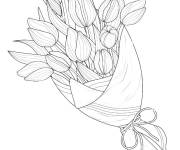 Coloriage Bouquet de tulipes en couleur