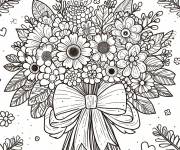 Coloriage Des fleurs bien arrangées dans un bouquet