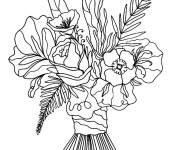 Coloriage Des fleurs champ&ecirc;tres dans un beau bouquet