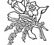 Coloriage Des fleurs de printemps en bouquet