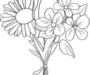 Coloriage Des grandes belles fleurs en bouquet