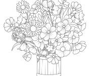 Coloriage Des roses en bouquet en bois