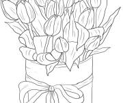 Coloriage Des tulipes bien organisés en bouquet