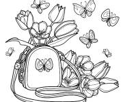 Coloriage Des tulipes dans un sac