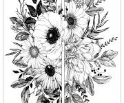 Coloriage deux illustrations de bouquet de fleurs