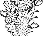 Coloriage Fleurs champ&ecirc;tres en bouquet