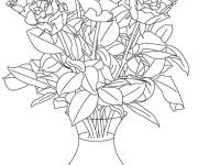 Coloriage Fleurs roses dans une vase