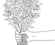 Coloriage L'ami vous offre un bouquet de fleurs